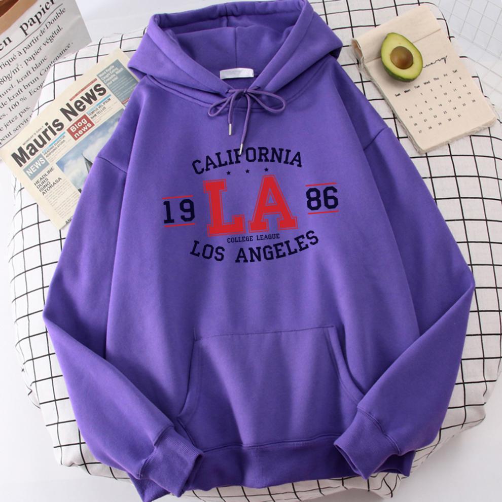 Sudadera con capucha estampada transfronteriza de Los Angeles para hombres y mujeres otoño e invierno más suéter de terciopelo alrededor de hoodie