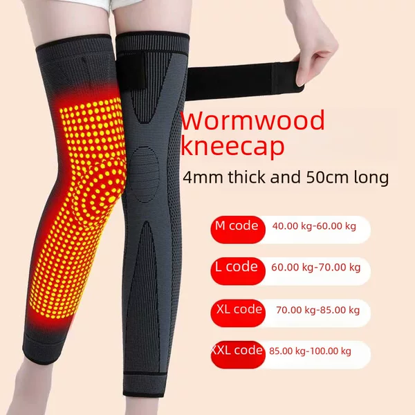 Lace-up knee pad Wormwood heating old cold legs warm physiotherapy sports foot cover pressure Sports non-slip knee pad cover men and women