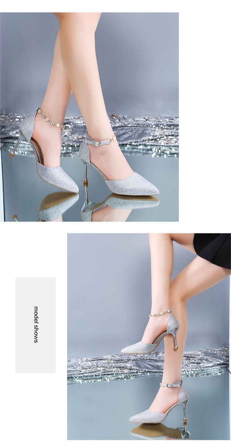 2024 Summer New Wedding Thin Heel Elegant Godde Style Women' Single Shoe Silver High Heel Deign Sene Niche_vogvips.com