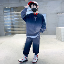 外贸男童装秋款套装2025新款儿童时髦渐变色卫衣运动装网红两件套