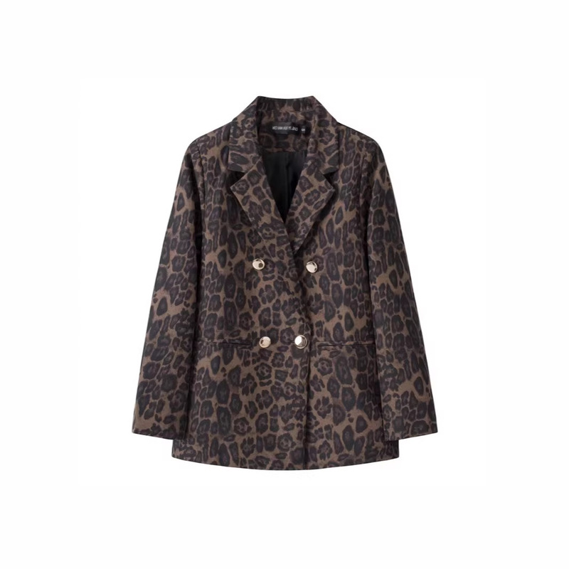 Retro high-end new leopard print performance blazer, fashionable casual autumn jacket, loose and stylish Retro high-end new leopard print performance blazer, fashionable casual autumn jacket, loose and stylish