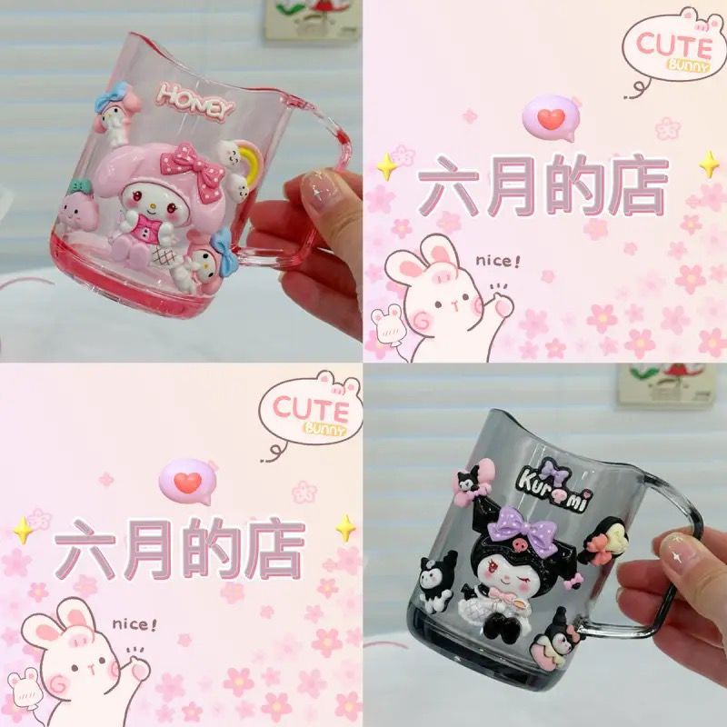Semi-transparent curved cup-[Recommended] Pair of transparent powder-Melody+tran…