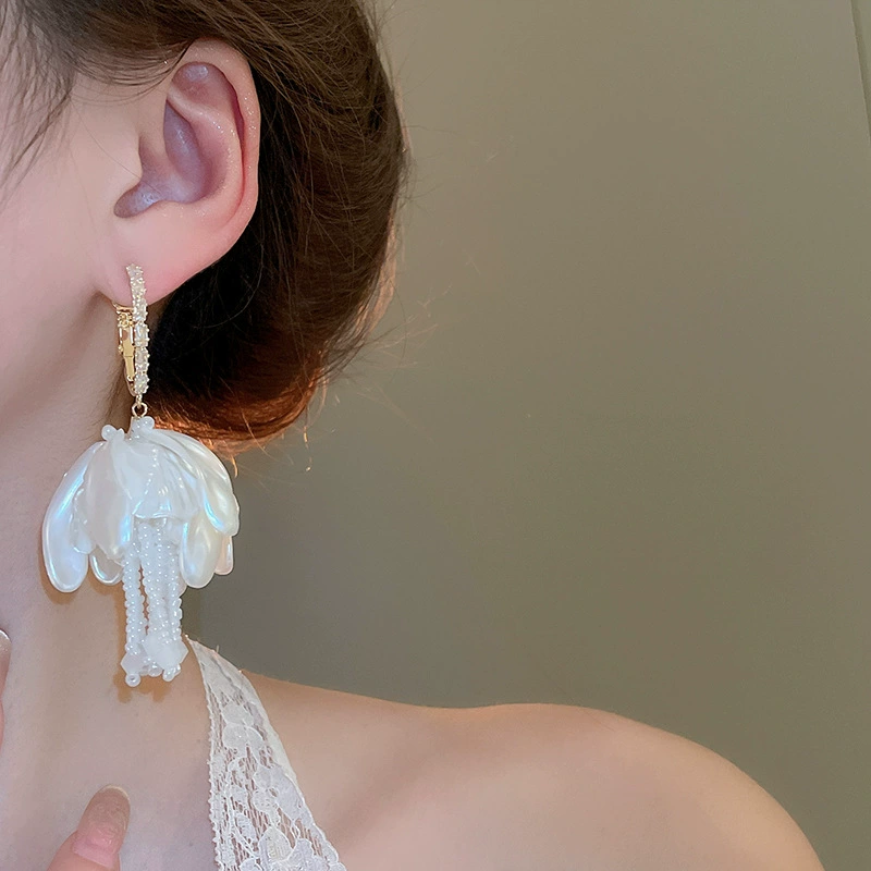 Серьги Baoyu bow & flower коллекция, французский лёгко-люкс стиль с жемчужной отделкой