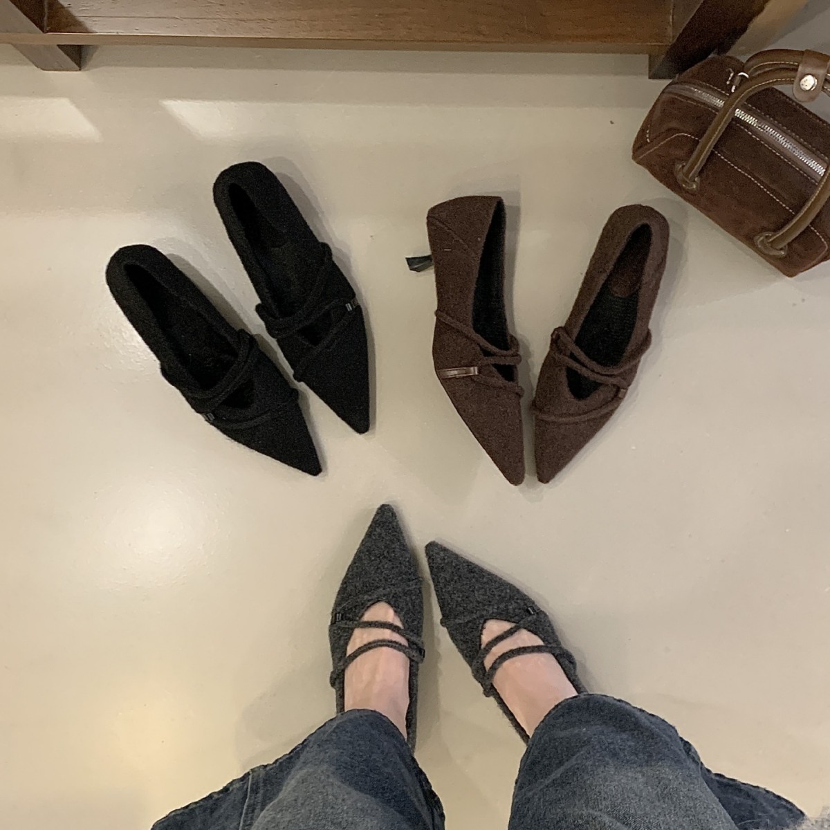 尖头单鞋女设计感细带玛丽珍鞋秋季新款配裙子晚晚鞋浅口高跟鞋