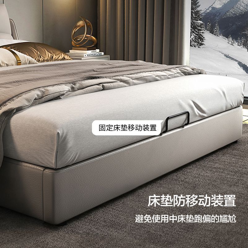 2025轻奢床米现代简约新款家用储物真皮婚床床意式头层牛皮卧室木|undefined