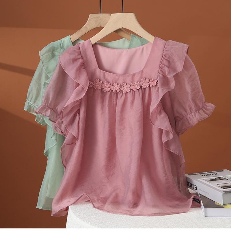 Fashionable summer lace short shirt