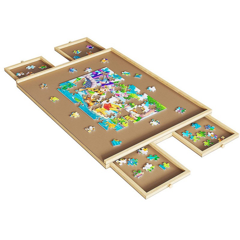 Tablero de rompecabezas de madera de venta caliente transfronterizo Tablero de almacenamiento de rompecabezas de cajón portátil Puzzle para niños Mesa de almacenamiento de rompecabezas de educación temprana