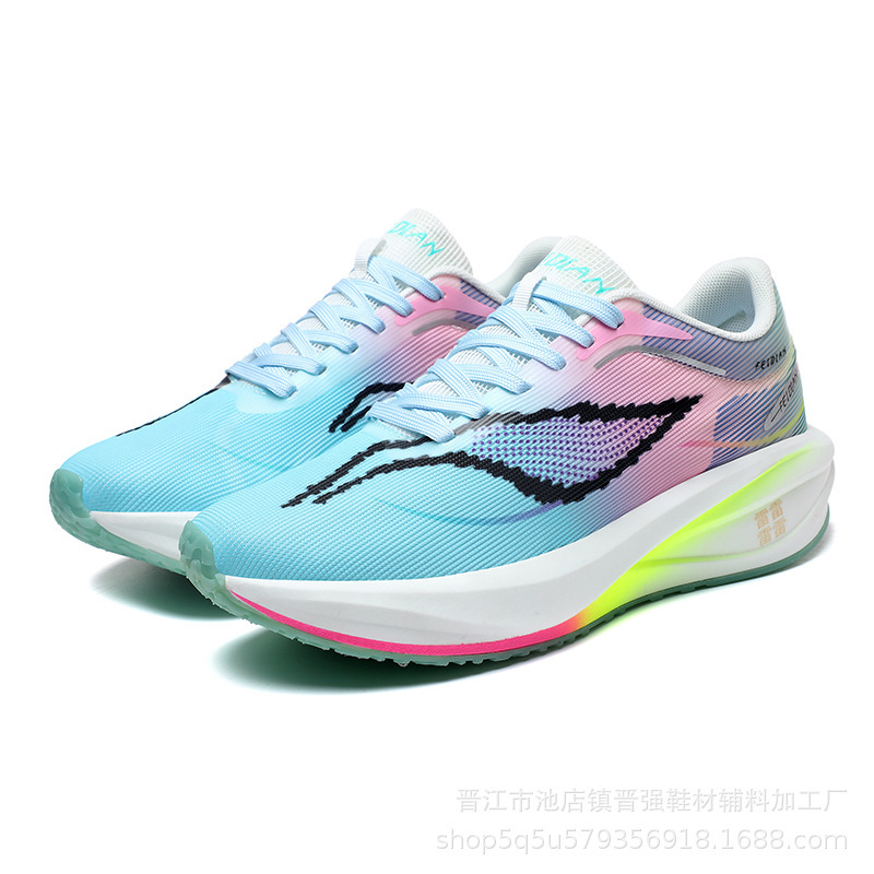 Flying electricidad 5c hombres y mujeres de alta calidad al aire libre ventilado placa de carbono de malla de soporte de conejo rojo zapatos deportivos ociosos para correr zapatos