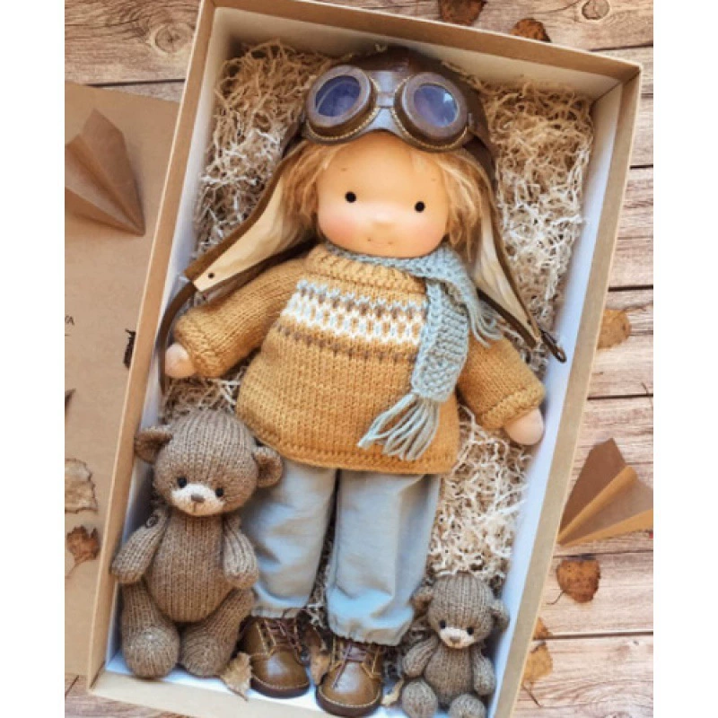 Хлопковый WaldorfDOLL Waldf Doll Pabout Artist Handmade Christmas Thumb Gift Box Blessing