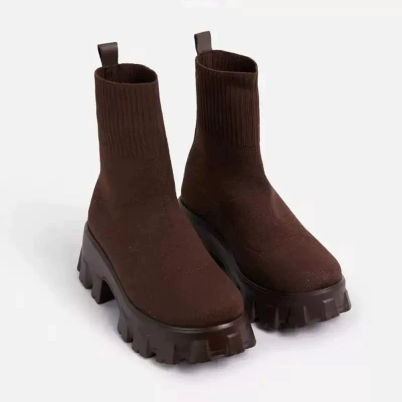 Вязаные демисезонные ботинки (Martens), низкая платформа, размеры EU 35–43