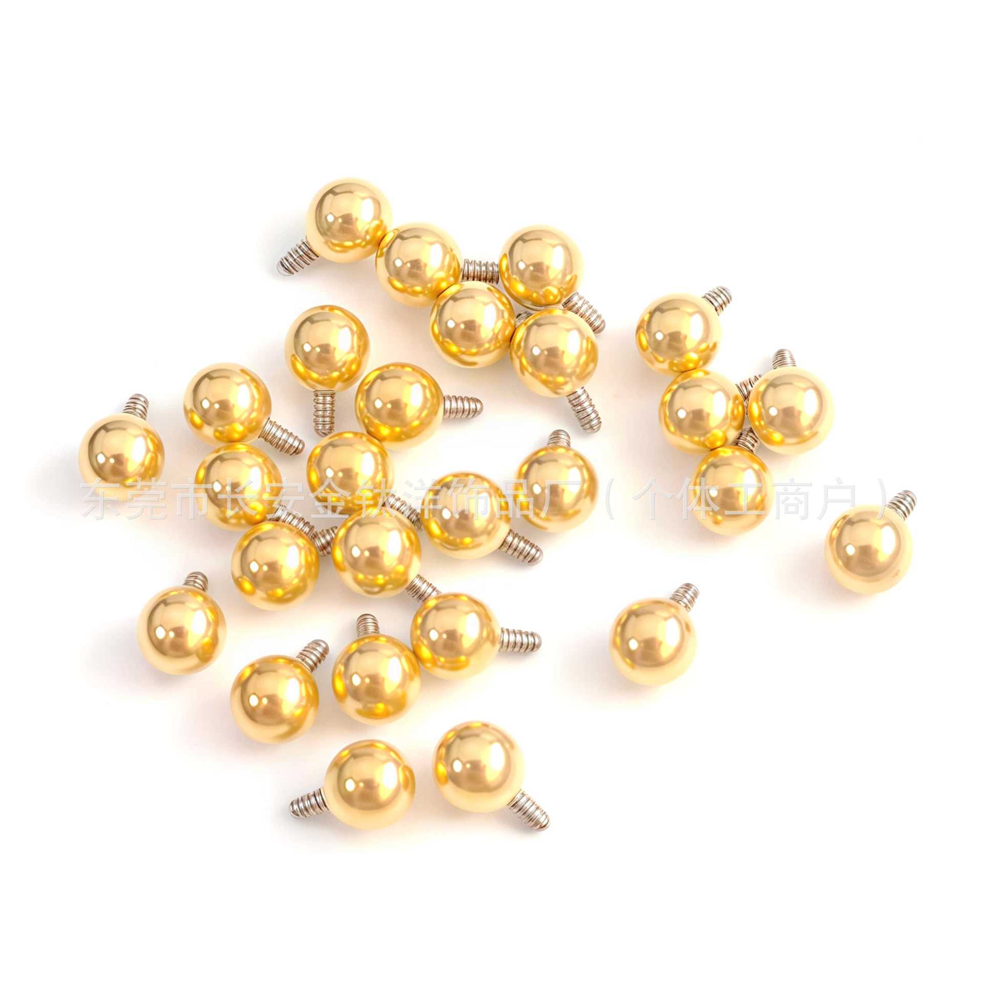F136 Titanium 18K Gold-Plated Ball Replacement for Internally Threaded Piercing Jewelry - 5mm x 1.2mm Thread detail image 7