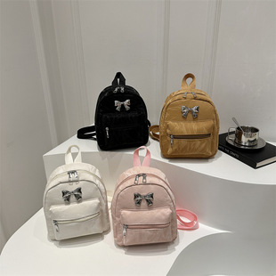 Bow Backpack Women's Niche 2024 Autumn and Winter Casual Fashion Korean Style Women's Schoolbag Lightweight Small Travel Back