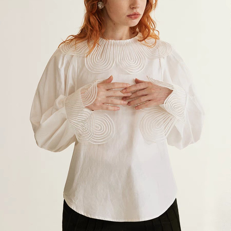 MANE atelier Original Design Advanced Sense Bubble White Lace Shirt Design Sense Female Niche Early