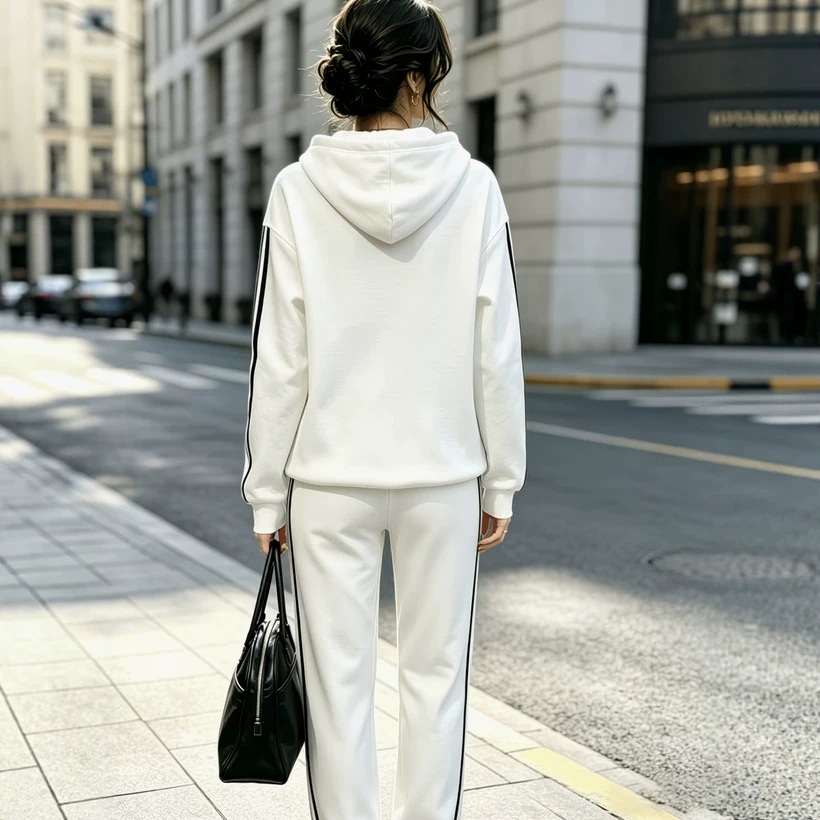 Women's New Casual Retro-style Print Hooded Sweatshirt And Casual Trousers Two-piece Set_ecoleips.com