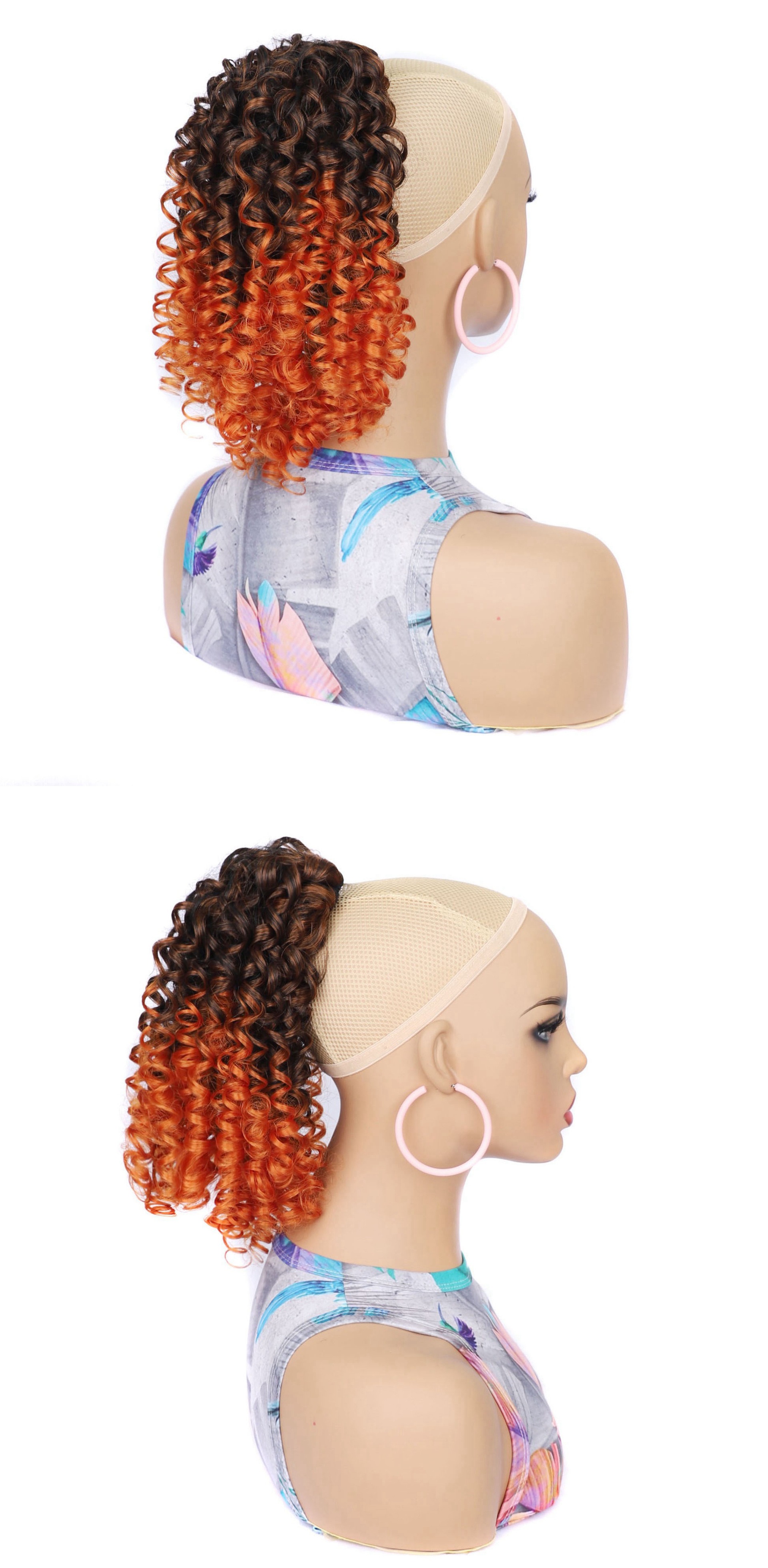 Synthetic Ponytail Curly Black Drawstring Hair Extensions_voghion.com