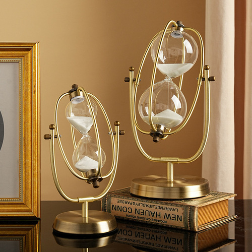 Nordic home creative glass hourglass timer bookshelf TV cabinet personalized soft decoration retro hourglass decoration