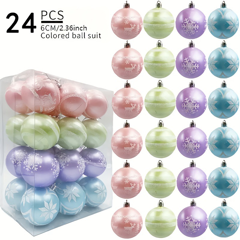 Nuevo color macaron de 6cm color plástico pintado bola de Navidad decoración de fiesta de Navidad árbol de Navidad bola colgante