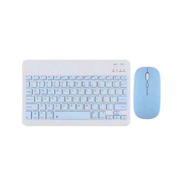 Blue keyboard, mouse charging, bluetooth