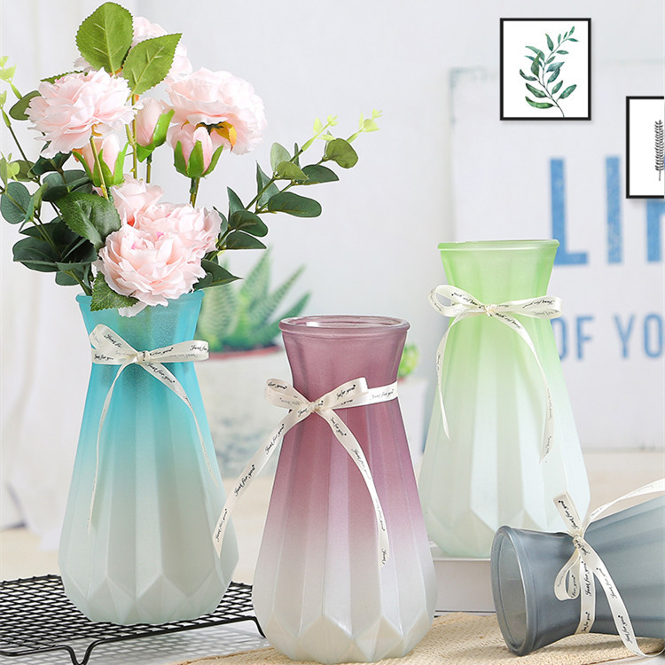 批发 现货欧式简约折纸玻璃花瓶彩色花瓶哑光玻璃瓶 创意家居摆件|ru