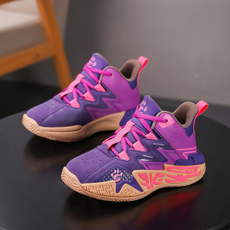 2025 invierno nuevos zapatos de baloncesto juveniles de cuero para niños antideslizantes profesionales de campo antichoque entrenamiento zapatillas de combate