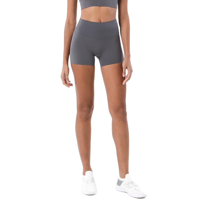Nuevos pantalones desnudos de tres cuartos de doble cara, pantalones de yoga para mujer, pantalones cortos deportivos de color melocotón con levantamiento de glúteos de cintura alta europeos y americanos, pantalones cortos deportivos
