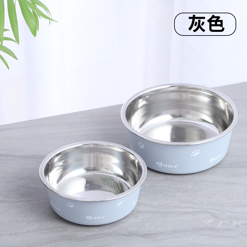 Nuevo doble capa engrosada succión perro tazón antideslizante PET tazón nórdico estilo de acero inoxidable perro tazón transfronterizo gato tazón al por mayor