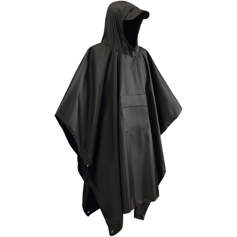 Al Aire Libre montañismo poncho de tres en uno Multi-funcional adulto capa impermeable PU impermeable 210T poliéster alfombra de piso Canopy