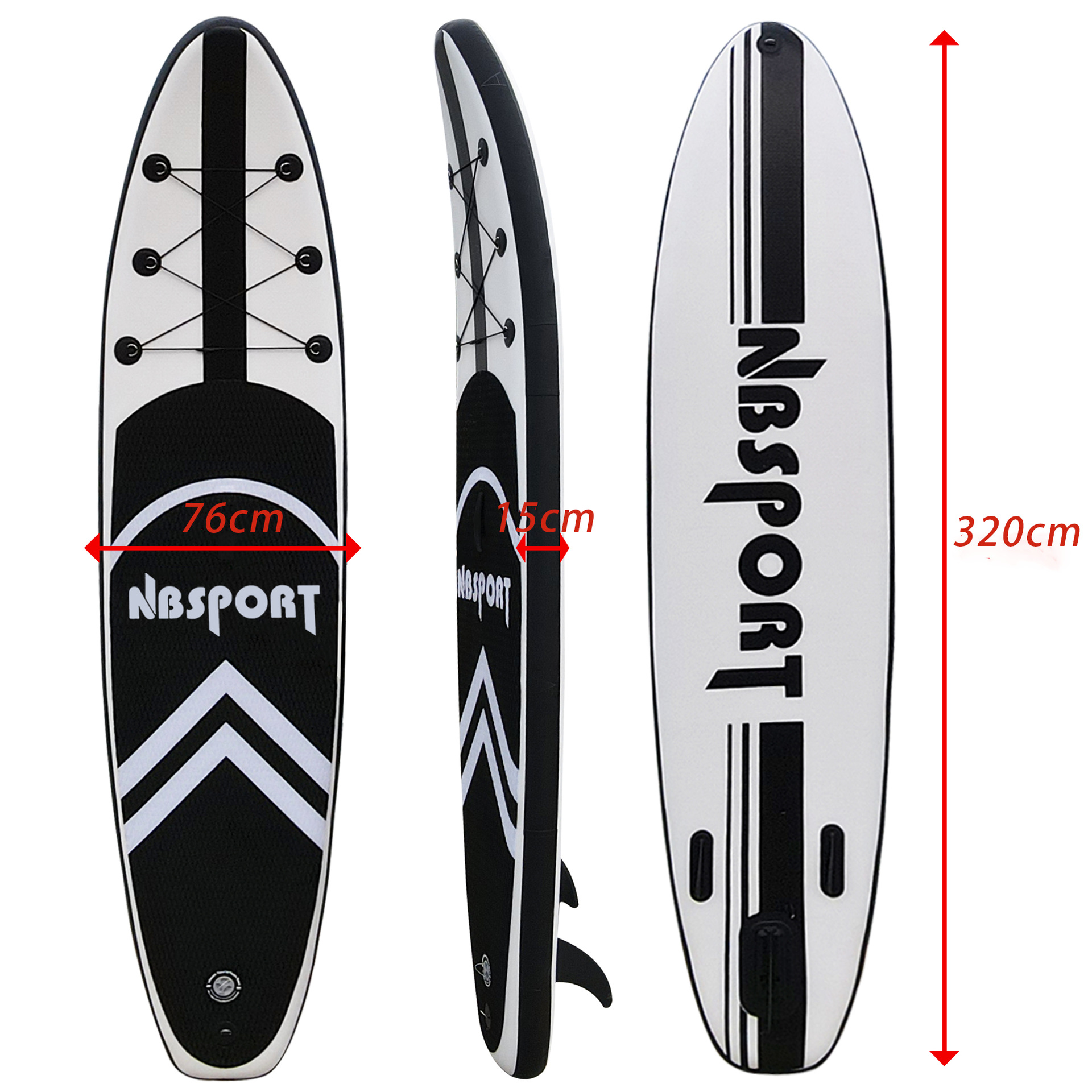 Tablero de esquí inflable blanco y negro Tablero de surf de pie para adultos Tablero de pulpa portátil plegable Tablero de esquí acuático marino profesional