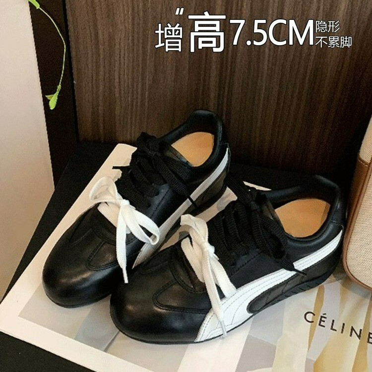 7.5增高~Rose朴彩英同款联名真皮厚底德训鞋女阿甘赛车户外运动鞋|undefined