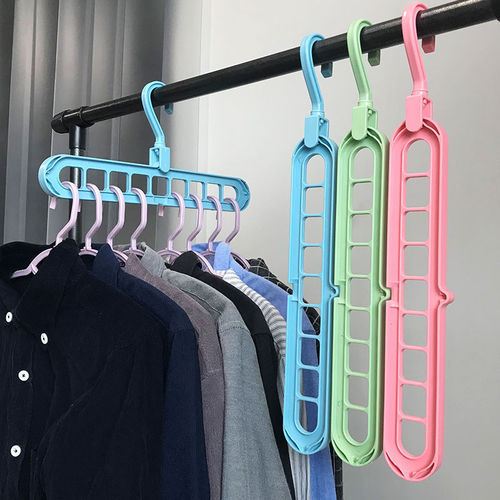 Multifunctional Magic Foldable Clothes Rack Home Clothing Hanging Storage Gadget Nine-Hole Clothes Rack Multi-Hanging Saves Space