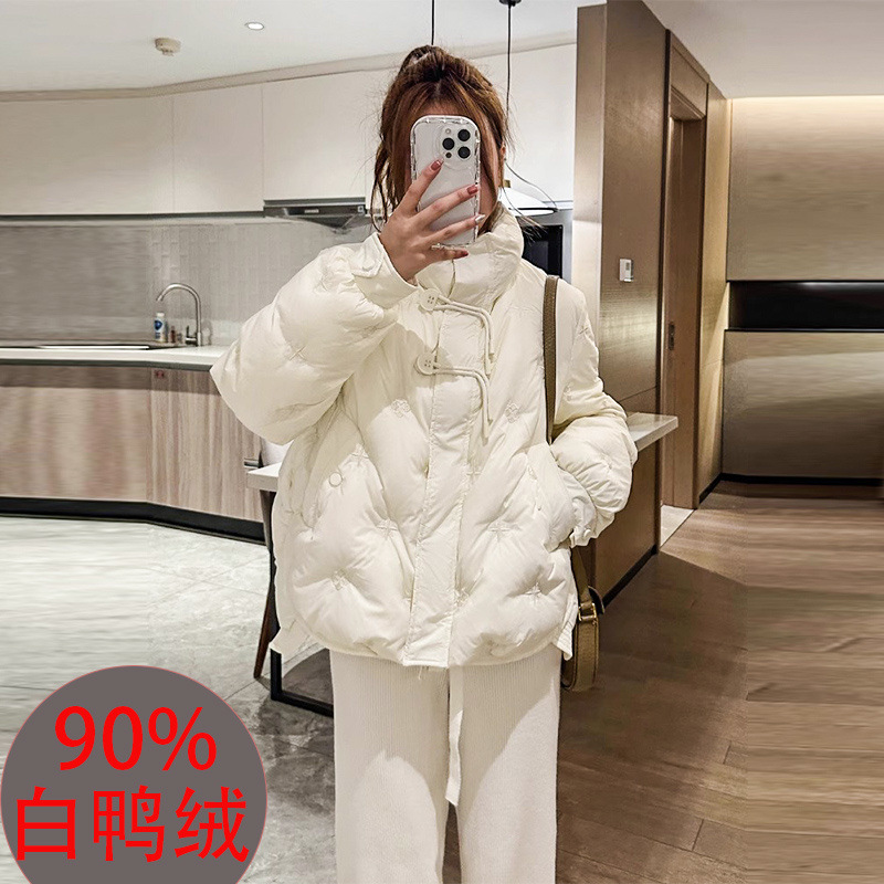 White Duck Down Jacket Women's Short 2024 Winter New Fashion Fragrant Style Button Thickened Design Jacket