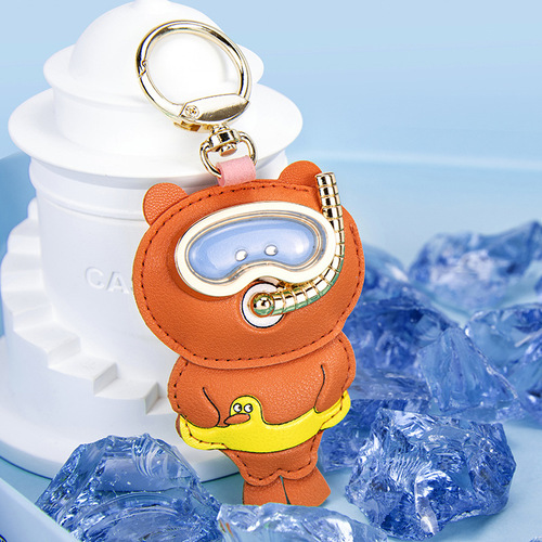 Diving animal keychain cartoon fresh and creative PU boys and girls keychain bag charm small gift wholesale