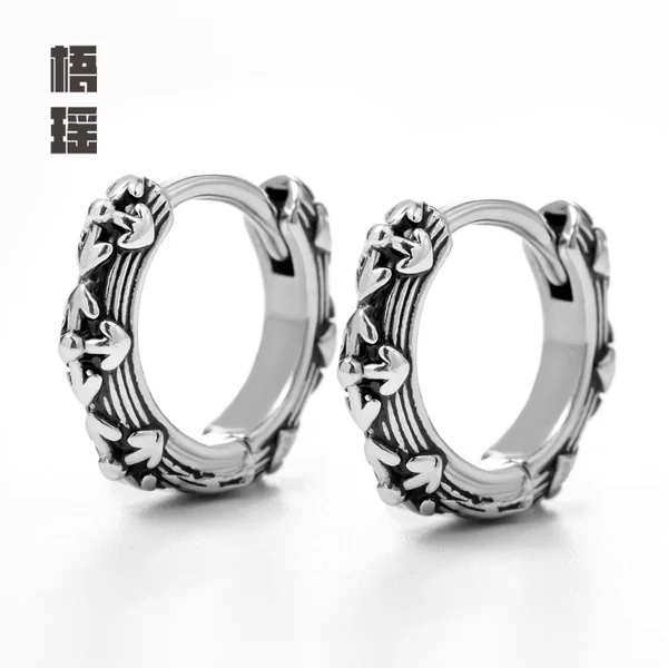 PS1172 men's simple jewelry titanium steel casting rigid color ear ring arrow cross pattern ear buckle wholesale