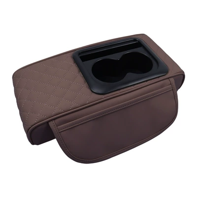 armrest box booster mat car: Armrest box pad - gt-8-embroidery-model-5-brown