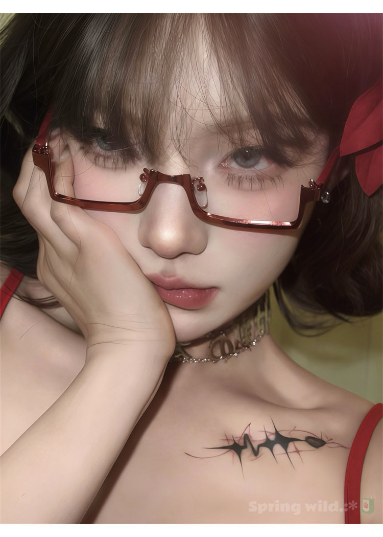 No Lens Lens Material Square Glasses Style Y2K Square Women's Glasses Frame