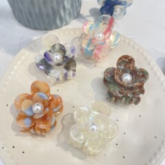新しい花の酢酸は空気の金の真珠のヘアピンを挟んで、立体の花びらのヘアピンをドリルします。