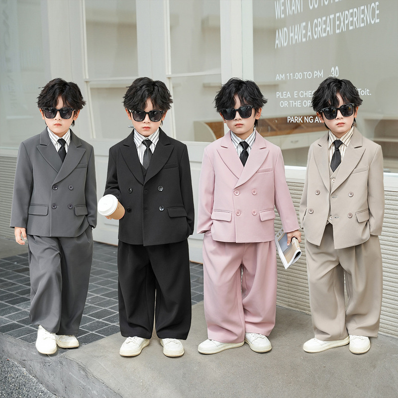 Children's Suit Dress Boy Handsome Flower Boy Host Small Suit Suit Baby Stage Catwalk One-Year-Old Photography Suit Children's Suit Dress Boy Handsome Flower Boy Host Small Suit Suit Baby Stage Catwalk One-Year-Old Photography Suit