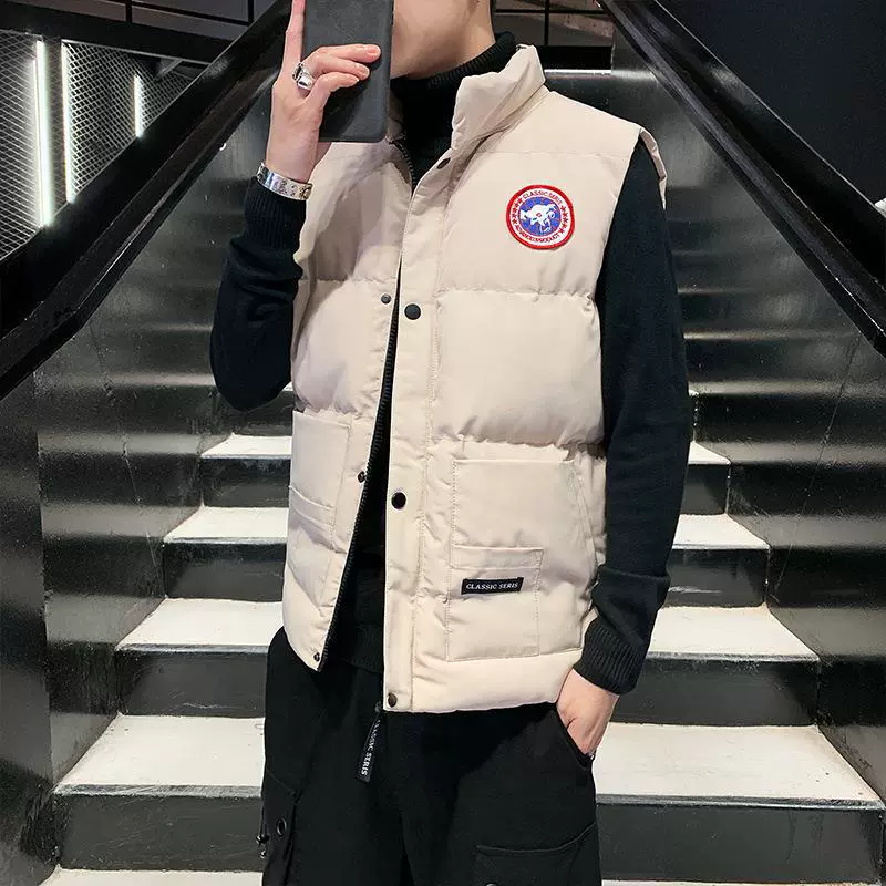Trend vest with down sleevless, camouflage down jacket for leisure, Korean style, plus size