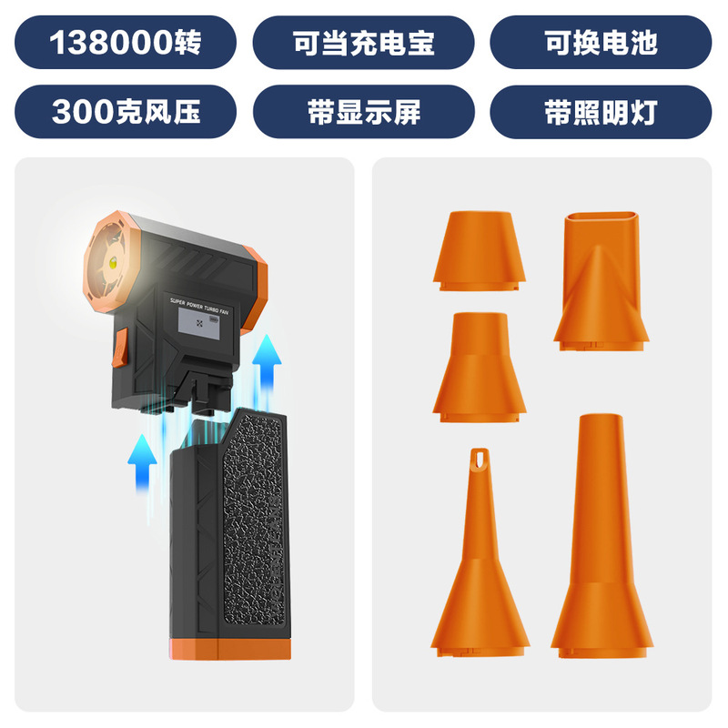新款可换电暴力风扇高速无刷涡轮吹尘器户外便携式充电车载吸尘器|undefined