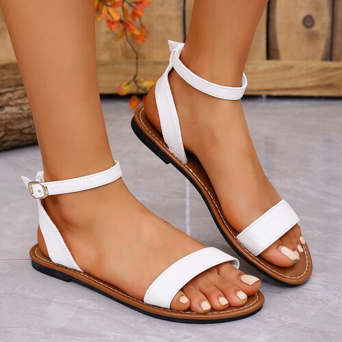 Women's 2025 Summer Open-Toe Roman Sandals with Metal Strap Sandals - Oversized, Simple, Lightweight