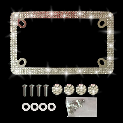 License Plate Frame with Diamond-Encrusted Stainless | License plate holder/license plate holder - champagne
