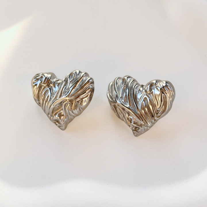 18K Gold Plated Plating Material Titanium Steel 18k Gold Plated Retro Heart Shape Plating Earrings Necklace