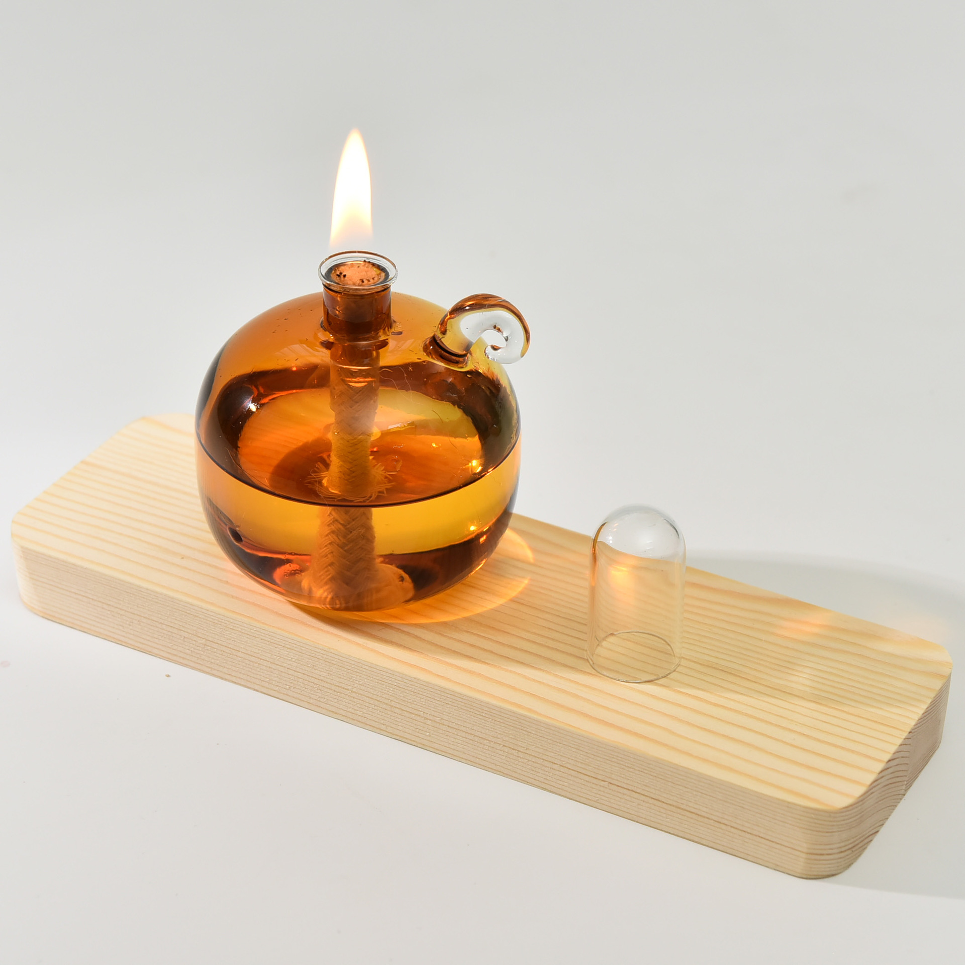 Lámpara de aceite de vidrio redonda esférica de color creativa candelabro decoración simple lámpara de mantequilla de escritorio doméstica moderna sin humo