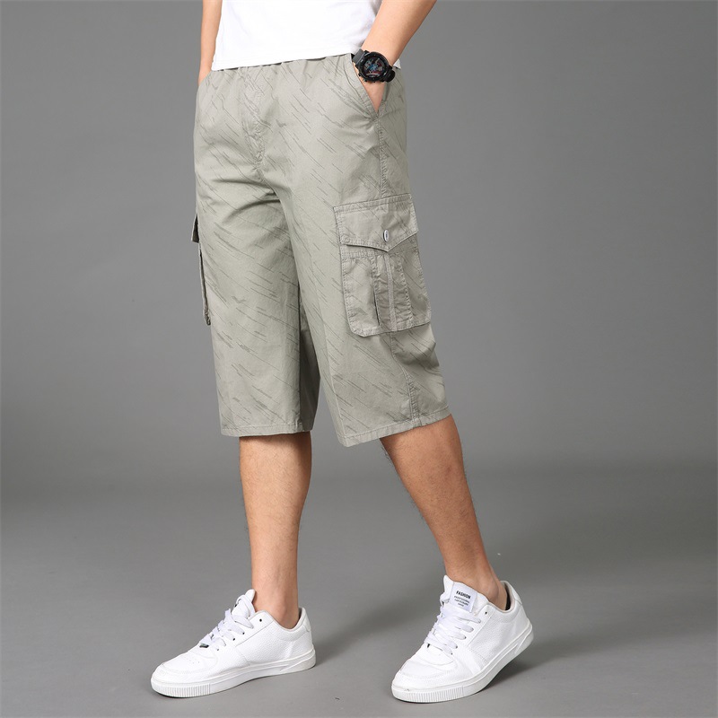 2021 Sommer Neue Herrenhose Große lässige Trend-Capri-Shorts mit lockerer Hose mit geradem Bein und Kordelzug_voghion.com