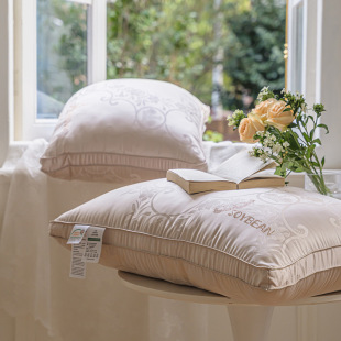 Light luxury style 60 Woody jacquard soybean fiber antibacterial pillow core class A soft neck pillow wholesale