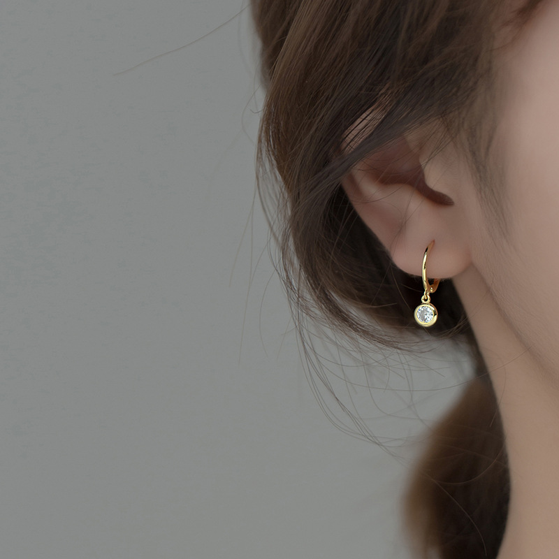 Eloch s925 plata perfiles de orejas redondas para mujeres estilo coreano de aire frío geometría simple diamantes pendientes joyas de orejas G8979