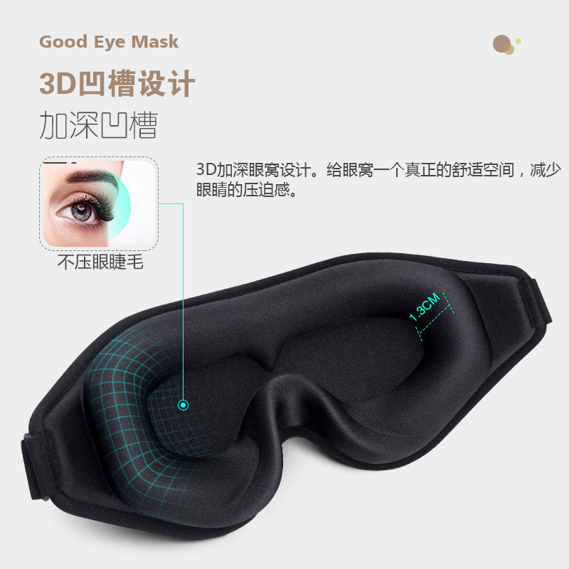 実力メーカー睡眠アイマスクヨガ瞑想化粧付きお昼寝ストレスなし高密度遮光層立体アイマスク|undefined