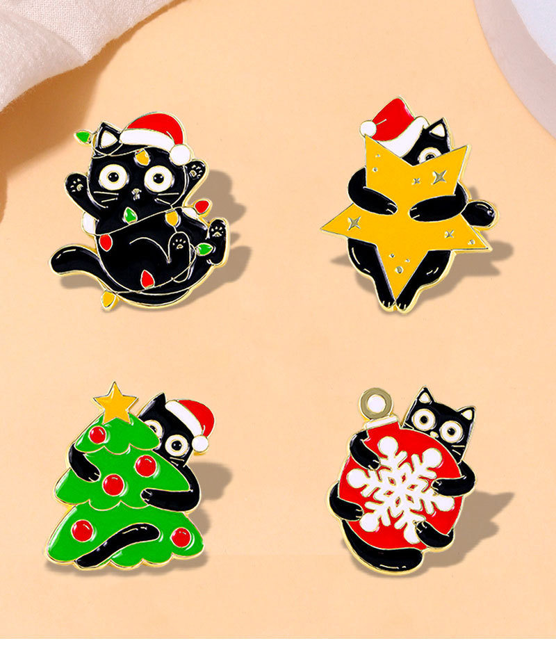 8g Weight Brooches Classification Cute Pin Christmas Tree Cat Snowflake Alloy Enamel Unisex Brooches