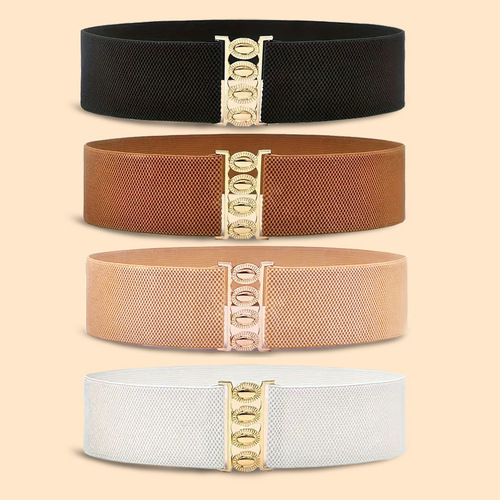 Elastic loose fashionable simple wide belt for women to match dresses, sweaters, suits, waist cincher, black