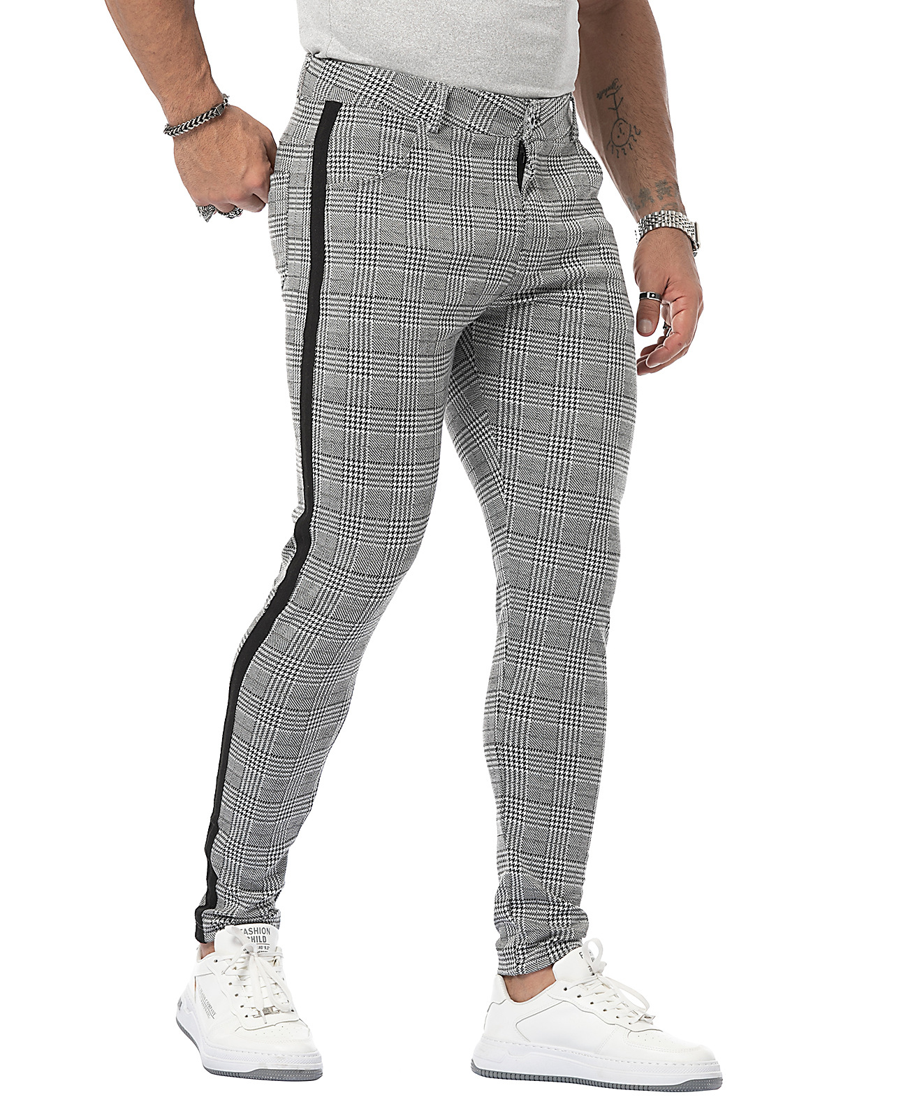 Heren casual broek Street Fashion Brand Casual Heren Small Foot Geruite Broek_voghion.com